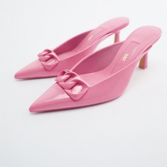 Zara Shoes - ZARA CHAIN DETAIL HEELED MULES